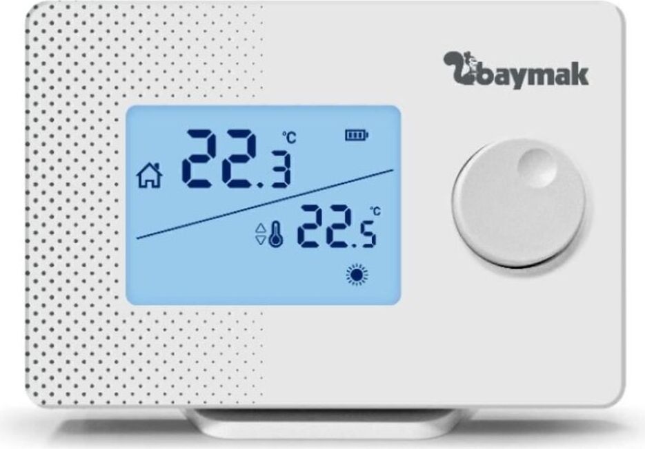 Baymak Kablosuz Oda Termostatı - 0,5°C Hassasiyet, Mekanik Kontrol, Logi S, Dijital Ekran ve On/Off Kontrol