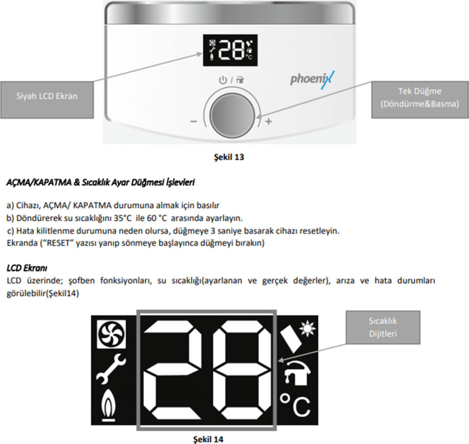 E.C.A Phoenix PH HM 11 Hermetik Şofben – 19 kW, 11 lt/dk, Low NOx, Enerji Tasarruflu ve Hızlı Isıtma Teknolojisi