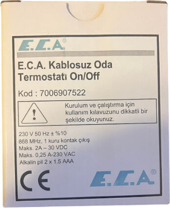 E.C.A Ert-176 Rf Dijital Ekranlı Kablosuz Oda Termostatı
