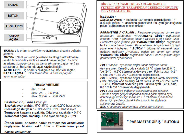 E.C.A Ert-176 Rf Dijital Ekranlı Kablosuz Oda Termostatı