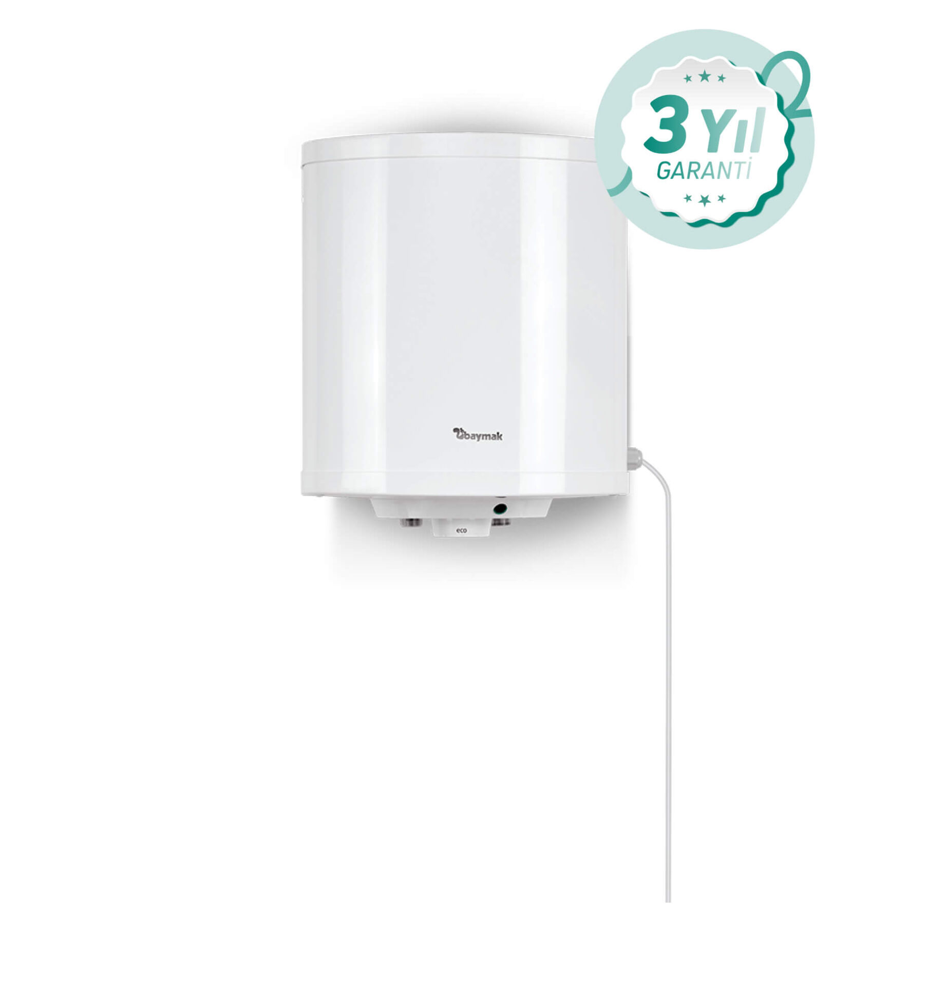 Baymak Aqua Tezgah Üstü Termosifon 30 Litre Kapasite 1500 W Enerji Sınıfı ile Beyaz