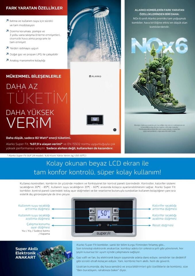 Alarko Super Fit Suf 24 Premiks Tam Yoğuşmalı Kombi
