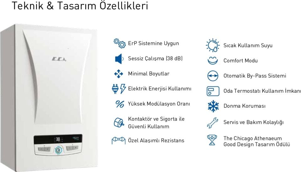 E.c.a Arceus 24 Kw - 20.640 Kcal/h Elektrikli Kombi 24MT Tr